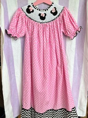 Smocked Mouse with bow Babeeni Dress